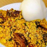 Pounded Yam, Vegetable & Mix Meat · 