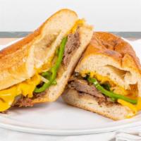 Philly Cheese Steak · Sliced Steak; Grilled Peppers; Onions; Melted American Cheese