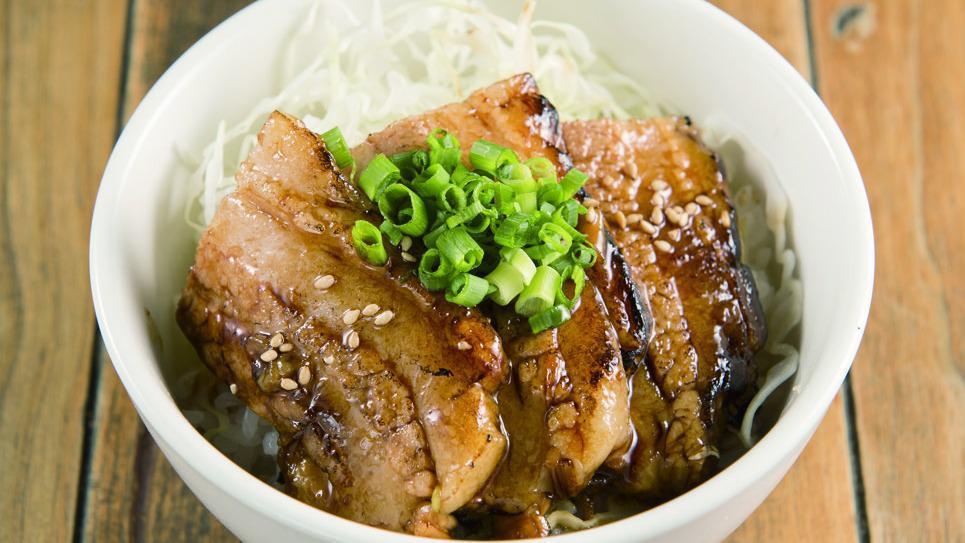 Char Siu Bowl (Sauce Seasoning) · Green onion sesame, nori, shredded cabbage, soy  sauce.