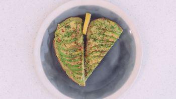 Avocado Toast · Sliced avocados, avocado smash, chili flakes, parsley, sea salt over a sourdough bread with ...