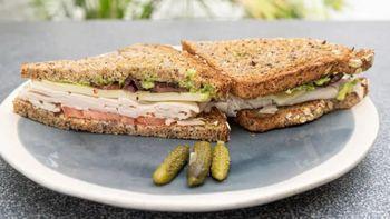 Turkey Club · Freshly in-house carved turkey, applewood-smoked bacon, sliced tomato, avocado spread, and h...