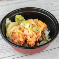 Spicy Tuna Don · Our popular spicy tuna over sushi rice and sprinkled nori.