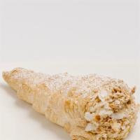Cream Horn · Flaky puff pastry filled with subtle and airy custard cream.