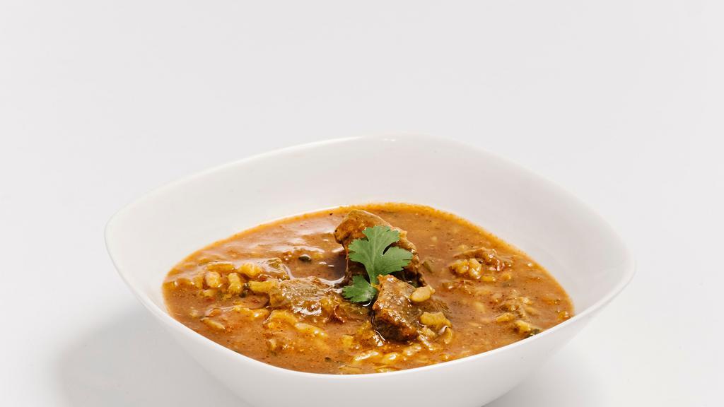 Soup Kharcho · Beef and rice soup with Georgian spices