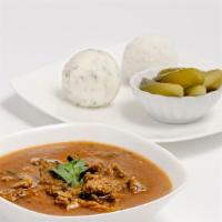 Chashushuli · Slow cooked hearty beef in stewed tomatoes, sweet onion, Georgian spices &
fresh herbs. Serv...