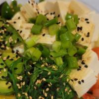 Sweet Shoyu Tofu  · With Sushi White Rice and Mix Green 

( Organic Firm Tofu , Cucumber,Sweet onion, Edamame, A...