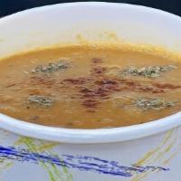 Lentil Soup · Red lentil, onion, potato, tomato pasta, mint, with fresh lemon and croutons.