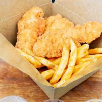 Chicken Tenders · Chicken tender served with french fries