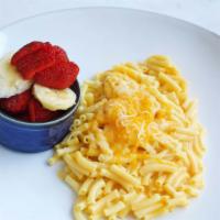 Kids Mac And Cheese · Served with the fruits.