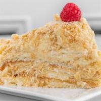 Napoleon Cake · Made with very thin and flaky puff pastry cake layers, smooth luscious cream and whipped hom...