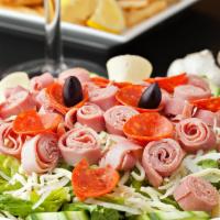 Antipasto Salad · Lettuce, Tomatoes, Red Onions, Cucumber, Olives, Roasted Peppers, Ham, Salami, Mozzarella & ...
