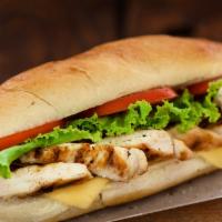Grilled Chicken · Roasted peppers fresh mozzarella romaine and balsamic vinaigrette.