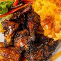 Jerk Chicken · BBQ and seasoned with spices from Jamaica.