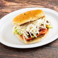 Cemitas · Cemita bread, meat at your choice, lettuce, tomatoes, Oaxaca cheese, pápalos, beans, avocado...