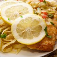 Chicken Piccata · Served with choice of pasta or vegetables.