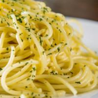 Plain Pasta · Olive oil, garlic, and salt.