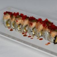 Sumo Special Roll · Lobster salad, cucumber, and mango in soy wrap topped with avocado and crab meat served chef...