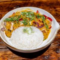 Coconut Curry · Spicy, gluten free, vegan. Spicy and slightly sweet Thai/Indian-spiced coconut milk curry wi...
