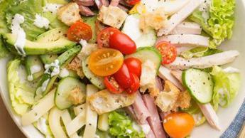 Chef'S Salad · Roast turkey, roast beef, ham, Swiss and American cheese, lettuce, hard boiled egg, tomato w...