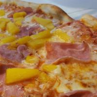 Hawaiian Pizza · Tomato sauce, cheese, pineapple, and bacon.