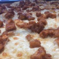 Bbq Chicken Pizza · Topped with BBQ sauce, mozzarella, and chicken meat.