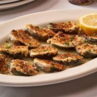 Baked Clams · Olive oil, garlic, parsley, bread crumbs and white wine