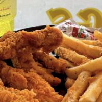 Chicken Tenders · with Choice of 1 Side & large Soda.