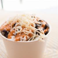 Rice And Beans · Vegetarian. Gluten-free. Jasmine rice with black beans and cheddar jack cheese.