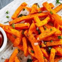 Sweet Potato Fries · Golden-crispy Sweet potato fries salted to perfection.