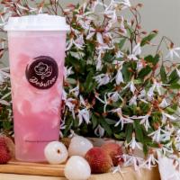 Pink Lychee · JASMINE GREEN TEA WITH FRESH LYCHEE AND FRUIT TEA BOBA