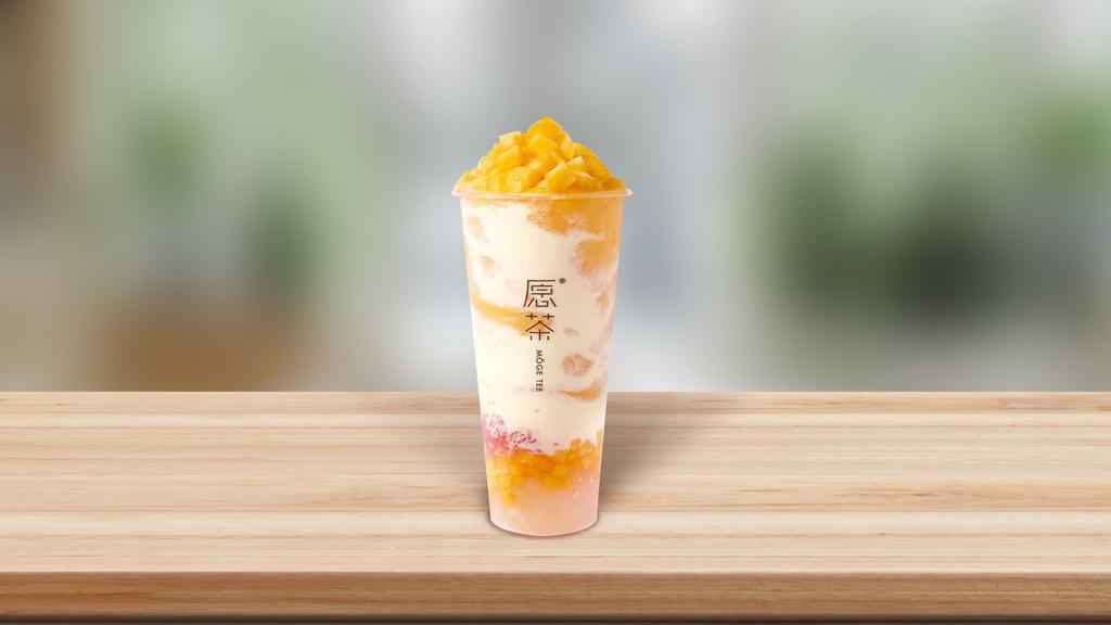Mango Pomelo / 杨枝甘露 · Ice blended with fresh mango, topped with white bubble, pomelo, and cheese foam 新鲜芒果、西柚粒以及美味的奶盖和白珍珠搭配而成，口感美味清爽