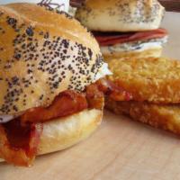 Bacon & Egg Sandwich · A Kaiser roll with crispy bacon and egg