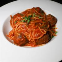 Fettuccine& Meatballs · Veal/ Pork & lamb Meatballs/ Spaghetti