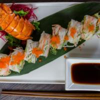 Red Lobster Roll · Lobster tempura, top with avocado and spicy kani.