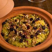 Jewel Rice · Spectacular rice topped with colorful gems: cranberries, walnuts, pumpkin seeds, saffron, an...