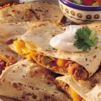 Quesadilla Hecha A Mano · Large thick handmade tortilla folded and filled with a mexican style string cheese and your ...