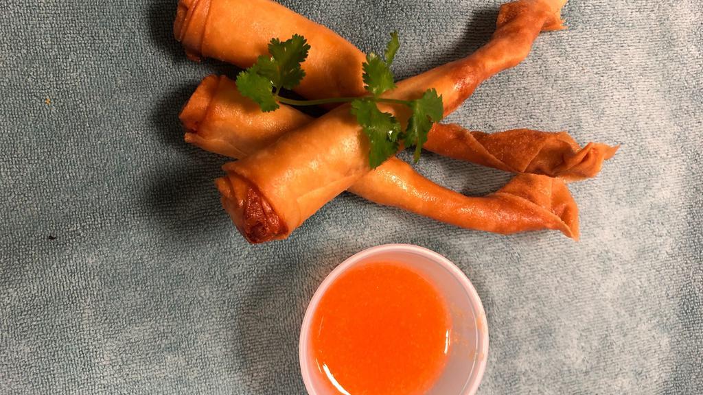 Shrimp Roll · Crispy seasoned shrimp served plum sauce.