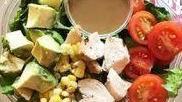 Amish Chicken Salade (Organic & Super Healthy) · Mixed Greens, Organic Chicken, Tomatoes, Southampton Corn, Avocado. Suggested Dressing Balsa...