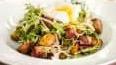 Frisée Aux Lardons (French Classic Salad) · Frisée Salad, Bacon Lardons, Organic Poached Egg, House Croutons,
Suggested Dressing Balsamic Vinaigrette
