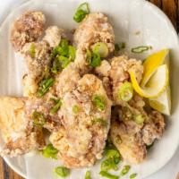 Karaage · Lightly-fried chicken thigh marinated in ginger-soy, spicy mayo