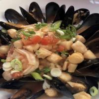 Seafood Risotto · Sautéed Jumbo Shrimp, Bay Scallops, & Mussels Over Lobster Risotto in a Lemon-Garlic-White W...