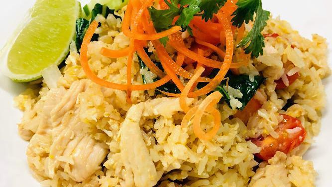 Thai Fried Rice · Stir-fried rice w/ egg, tomato, onion, Chinese broccoli, carrot and scallion.