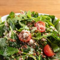 Organic Quinoa Salad · Vegetarian. Organic.  Gluten free. Organic baby arugula and kale salad, organic red quinoa, ...