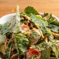 Organic Baby Kale Salad · Spicy. Vegetarian. Organic. Organic baby kale, organic sliced avocado, parmesan cheese, cris...