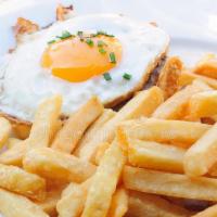 2 Eggs Any Style Platter · Includes free small coffee. Served with home fries or french fries and toast or bagel.