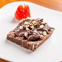 Triple Chocolate Chip Brownie · 100% vegan and gluten free.