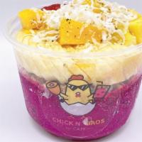 #9. Electric Mermaid · Pure organic pitaya topped with banana, strawberry, pineapple, mango, granola, organic hemp ...