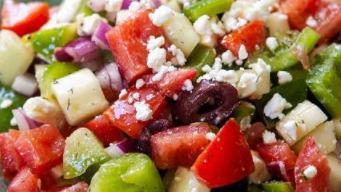 Greek Salad · Lettuce, tomato, red onion, cucumber and olives with homemade vinaigrette.