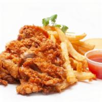 Fried Chicken (8Oz) + Fries · (GAI-TODD) Crispy boneless chicken thigh served with a side of fries & spicy mayo
