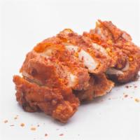 Extra Side Spicy Chicken (8Oz) · Crispy boneless chicken thighs topped with garlic chili crunch served w/ a side of spicy gre...